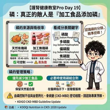 控制血磷關鍵在加工食品而非天然蛋白
