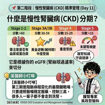 慢性腎臟病五期分期與eGFR對照