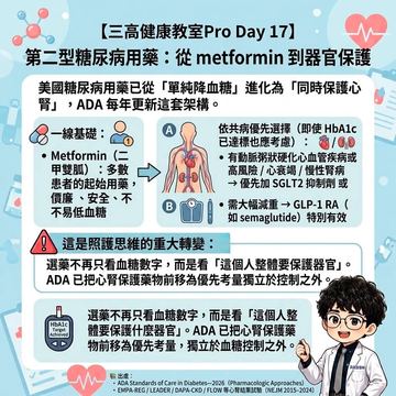糖尿病用藥新趨勢：從控糖轉向保護心腎器官