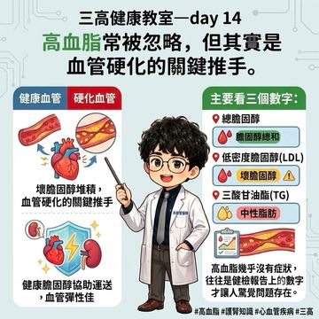 高血脂沒症狀,三個數字看懂血管硬化風險