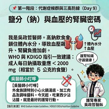 每日鈉攝取上限與護腎的關係
